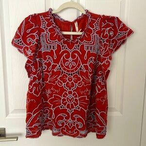 Anthropologie Lainie Lace Cutwork Blouse Sz. XL - Gorgeous Sold-Out Color!